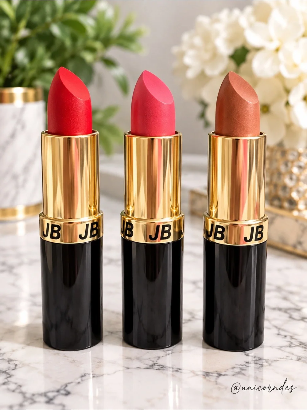 Joe Blasco 3-Pc Lipstick Set Red Pink Nude NEW Unused
